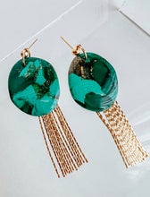 Load image into Gallery viewer, Abstract Oval with Gold Fringe in Green