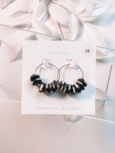 Load image into Gallery viewer, Black and White Beaded Hoops in UnClay