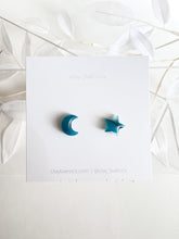 Load image into Gallery viewer, Moon and Star Studs in Spring Brights
