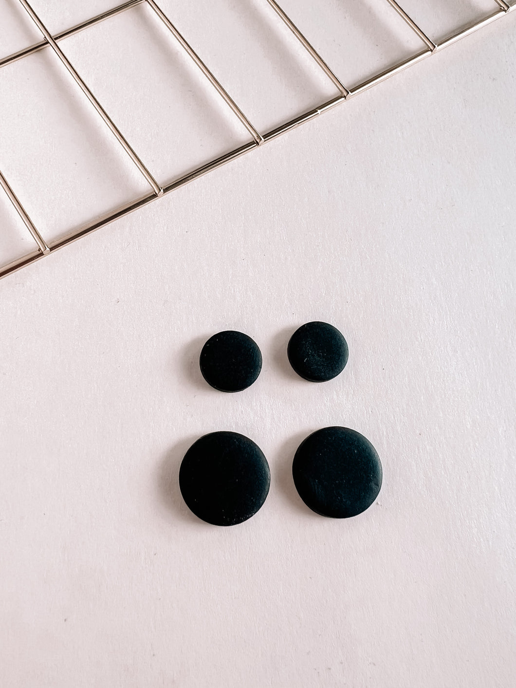 Circle Studs in Painted Black