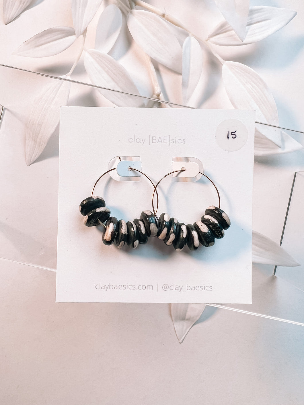 Black and White Beaded Hoops in UnClay