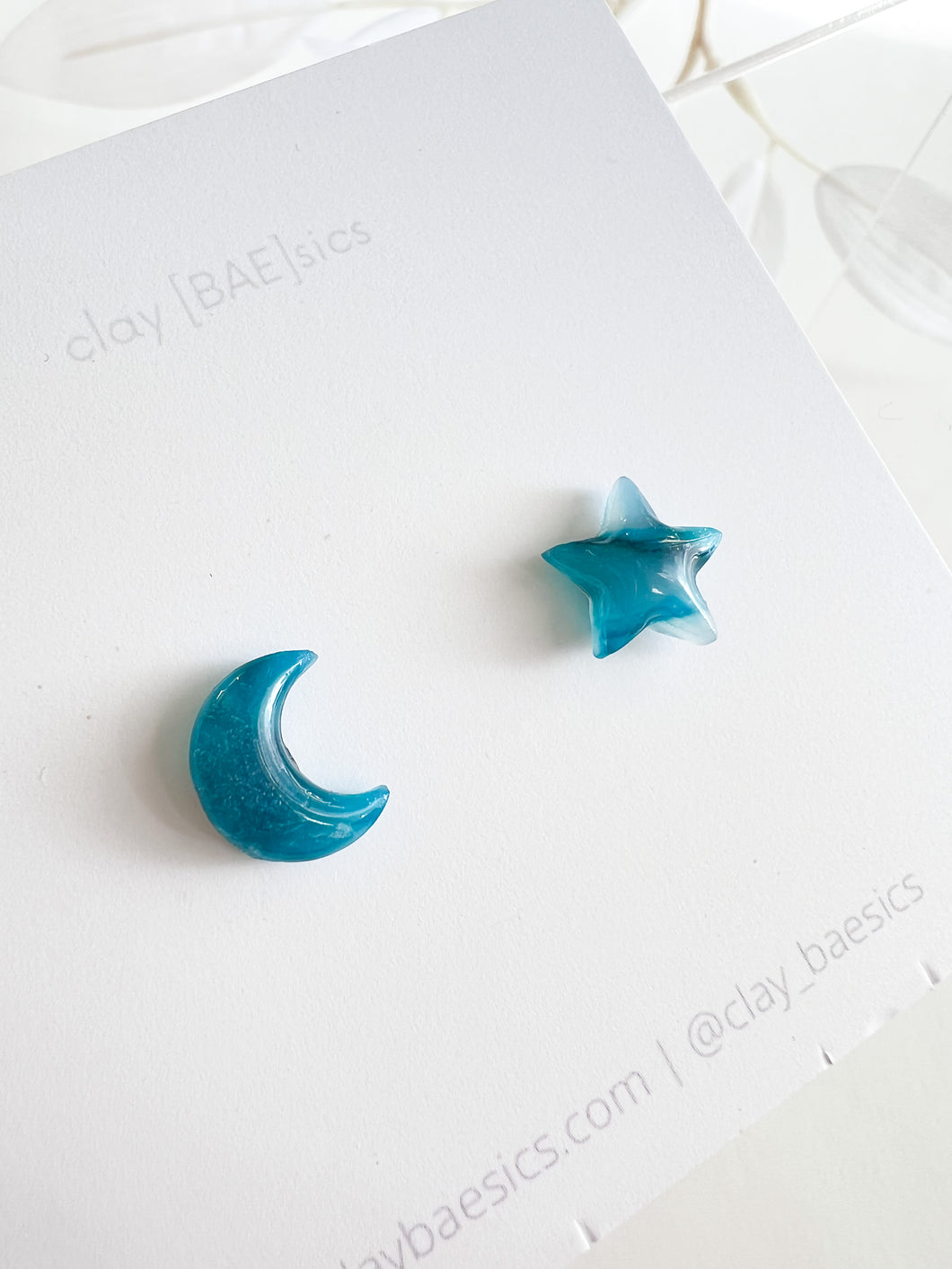 Moon and Star Studs in Spring Brights